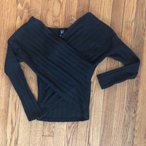 Long Sleeve criss-cross sweater crop top